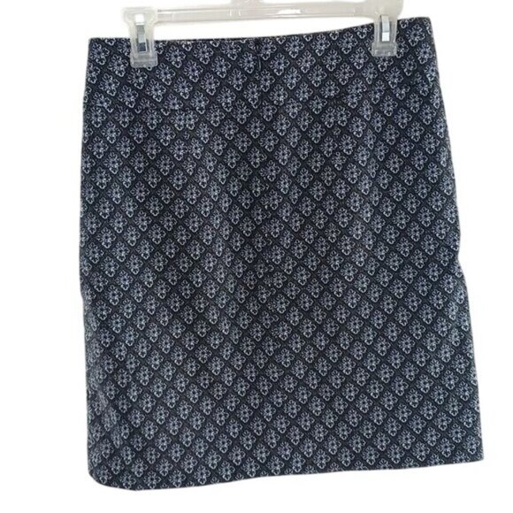 Ann Taylor Womens Size 6 Navy White Geometric Print Skirt Pockets Career Work - Picture 4 of 7